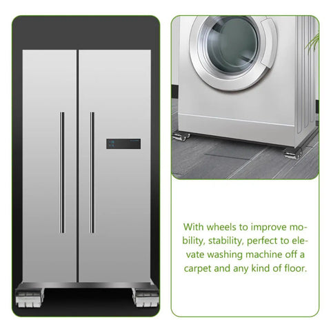 Heavy Duty Washing Machine Stand With Wheels And Shockproof Pads, Stainless Steel Appliance Dolly Mover For Frigidaire Dishwasher next to washing machine.