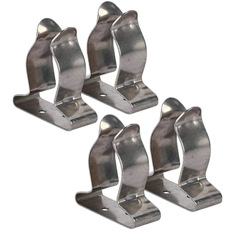 Six stainless steel boat hook spring clamp holder brackets with mounting bases