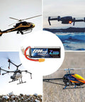 3S 120C 2200mAh LiPo Battery with XT60 plug in use with helicopters and drones showcasing versatile RC model application