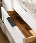 30 Pack Black Cabinet Handles Modern Drawer Pulls for Kitchen and Bath on white cabinet