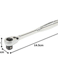 Three Eighths Inch Drive Ratchet Handle With Compact Head And Socket Hold Type, Seventy Two Tooth Ratcheting Mechanism, Lightweight Pro Grade