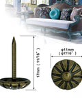 Top Notch Antique Brass Upholstery Tacks Hella Sturdy Daisy Pattern Nails For Diy Furniture Makeover Sweet Home Decor Trim One Hundred Piece Set Seven Sixteenths Inch Thickened Heads and dimensions beside vintage sofa.