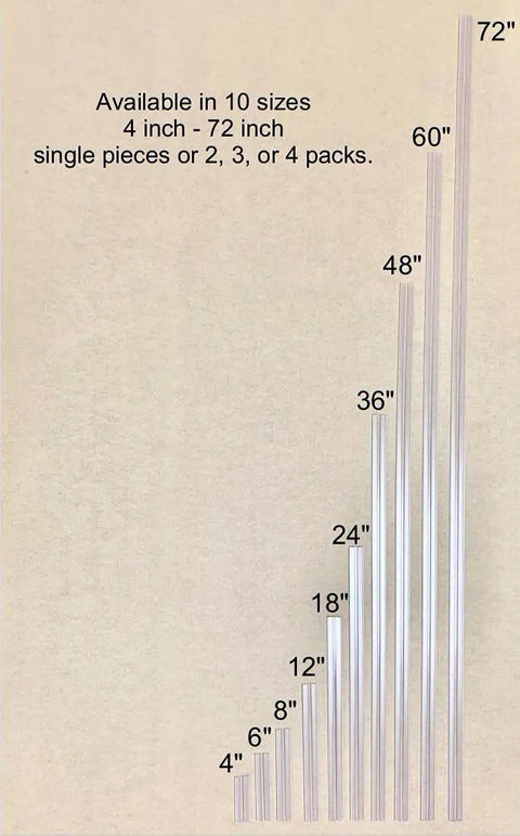 Hassle Free Clear Pvc Piano Hinge Snaps Onto One Quarter Inch Panels With Secure Friction Grip No Screw Or Glue Needed 36 Inch Two Pack sizes displayed from 4 to 72 inches.