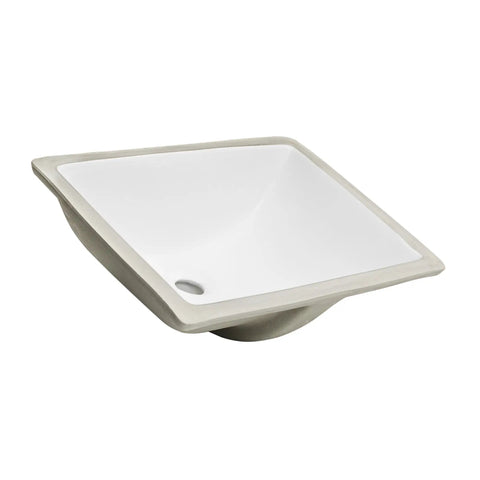 Square White Porcelain Undermount Bathroom Vanity Sink, 20.5 Inch, Ceramic Vitreous China, Durable Easy-Install Basin, side view