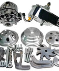 Small Block Chevy SBC Pulley And Bracket Kit with Power Steering and Aluminum Long Water Pump Front Drive components