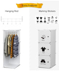 Hanging rod and marking stickers for Eight Cube Storage Organizer In White 28 Inch Wide By 18 Inch Deep By 56 Inch Tall Closet And Toy Organizer