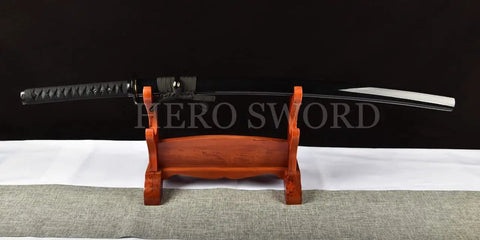 Dope Non Sharpened Aluminum Steel Katana Sword For Practice Laido Japanese Samurai Style on wooden stand