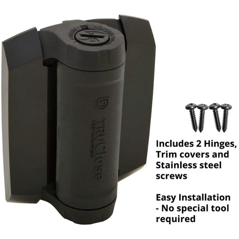 Heavy Duty Square Gate Hinges Pair With Self Closing Tension Dial Pool Fence Brackets and Pet Barriers Polymer build close-up view.