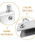 Close-up of Stainless Steel Glass Door Hinges 4 Pack, Shower Door Pivot Hinges For 5 To 7mm Glass, Classic Silver Finish
