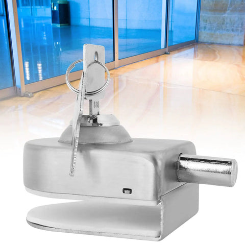 Rock Solid Glass Door Lock Featuring Corrosion Resistant Satin Nickel Twist Handle Heavy Duty Floor Latch For Sliding Panels 10 To 12 Mm Thick