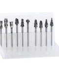 Straight Shooter 10 Piece Solid Tungsten Carbide Rotary Burrs Featuring 1/8 Inch Shank and Single Cut Flutes for Quick Aluminum Shaping Die Grinder Work