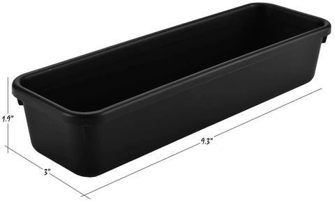 Interlocking Drawer Organizer Bins for Desk Toolbox or Garage, Durable Plastic Black 8 Piece Set, Customizable Layout, Keeps Drawers Neat, Easy Clean, Sturdy and Versatile for Any Workspace