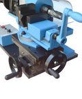 Rock Solid Electric Tube Pipe Notcher One Horsepower Plug And Play Rig Running Steady 280 RPM with blue swiveling vise.