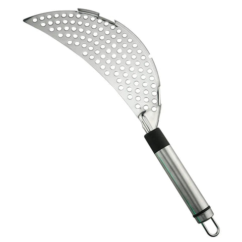Stainless Steel Crescent Pot Strainer Handheld Pasta Drainer For Spaghetti And Macaroni Fits Most Pots And Pans Quick Easy Drain