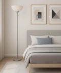 Dope Silver Torchiere Floor Lamp With White Opal Shade Modern Standing Fixture For Bedroom 72 Inch Tall
