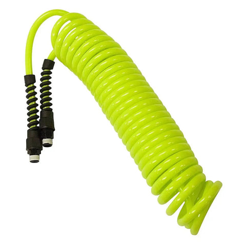 Coiled Polyurethane Recoil Air Hose 1/4 Inch By 25 Feet Ultra Flexible All Weather Kink Resistant in ZillaGreen