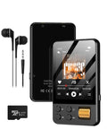 128GB Bluetooth 5.4 MP3 Player With Built-In HD Speaker, HiFi Sound, FM Radio, Voice Recorder, touchscreen display, earphones, microSD card