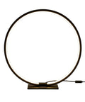 Open Circle LED Table Lamp With Dimmable Touch Control And Warm 3000K Light In Black Nightstand Lamp Great For Reading Bedroom Or Office 12W 12.6 Inch Modern Minimalist Design, showing front view with circular design