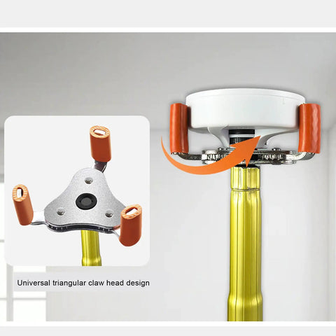 Smoke Detector Removal Tool And Fire Alarm Battery Changer Claw Gripper Head showing universal triangular claw design for removal.