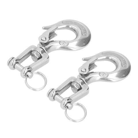 Heavy Duty Lifting Clevis Chain Hook Set, 304 Stainless Steel 360 Rotating Safety Latch, hooks with safety latches.