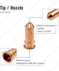 Copper PD0014-10 extended tip for plasma cutter, 1.0mm size, part of Extended Plasma Cutter Consumables Kit For Versa Cut 40 Amp Torch