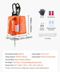 3 In 1 Electric Hoist Winch 1100 Lb Capacity 1500W Portable Power Winch with accessories and specifications display