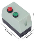 Heavy Duty Magnetic Switch Starter for 220 230V Single Phase Motors with Overload Protection IP55 Splashproof Housing, dimensions shown