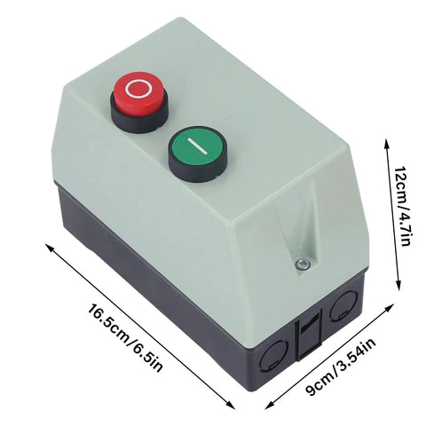 Heavy Duty Magnetic Switch Starter for 220 230V Single Phase Motors with Overload Protection IP55 Splashproof Housing, dimensions shown