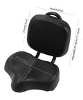 Ultra Wide Bike Seat With Backrest For Men And Women, Extra Comfortable Cushioned Padded Saddle For Tricycles And E Bikes, Universal Fit, Soft Foam, Back Support, Stable Ride, Black, PU leather, 29.2x24x35 cm