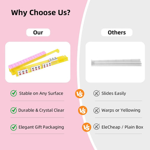 Comparison of Two In One Non Slip Mahjong Racks With Pushers 4 Pack Clear Acrylic Pink Gift Set against others.