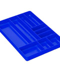 Heavy Duty 10 Compartment Drawer Organizer For Garage Tool Box Storage A Low Profile Stackable Tray, blue, top angle view