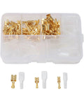Premium 120-Piece Spade Connector Kit With Secure Copper Wire Terminals For Autos And Appliances. Easy Crimp Design In 2.8mm, 4.8mm, And 6.3mm Sizes To Keep Your Audio Or Electrical Systems Rocking Smoothly Every Single Day Without Any Hiccups Or. copper spade terminals in plastic storage case