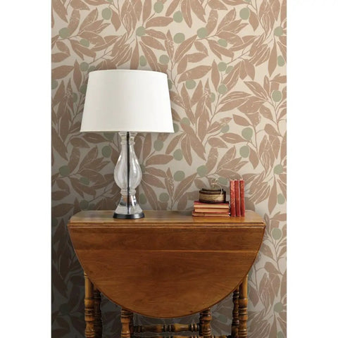 Top Shelf Rustic Botanical Vinyl Wallpaper With Subtle Leather Texture Heavy Duty Wallcovering in a cozy setting.
