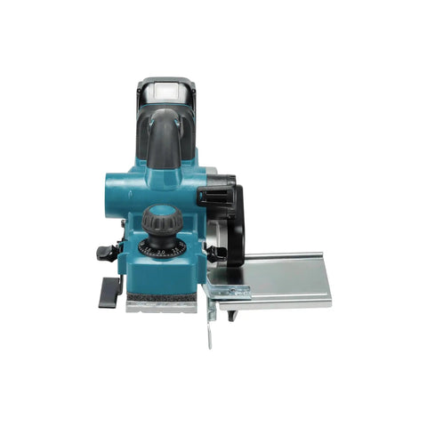 Badass Brushless Cordless Planer With 18v Lithium Power And An 82mm Precision Cutting Width For Sleek Finish Work Job Site Ready Bare Tool Build viewed from the front showing dial and cutting edge.
