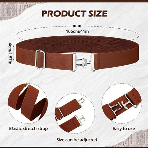 Ride Ready Elastic Horse Riding Belt With Sturdy Hook Buckle, brown waist strap, adjustable size, elastic polyester, 105cm