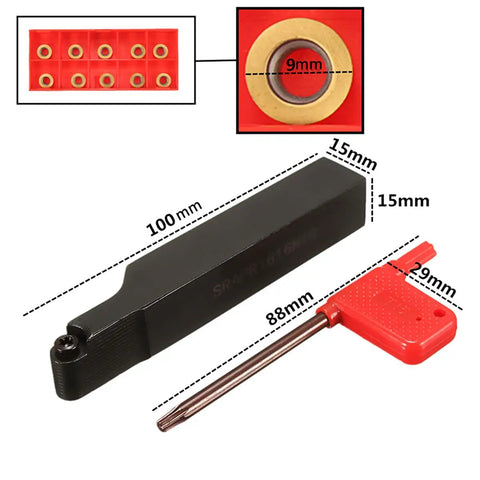 CNC Face Milling External Lathe Blade Holder And Boring Tool Kit with SRAPR1616H10 and 10 RPMT10T3MO Carbide Inserts and Wrench DZ12.