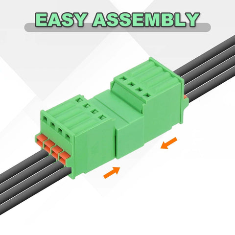 Four Piece 3.5mm Pitch Spring PCB Terminal Block Connector 3 Pin Pluggable Male Female Plug And Play Wiring Terminals Easy Assembly
