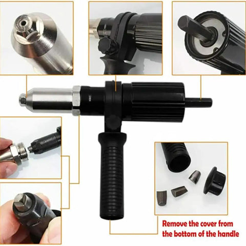 Electric Rivet Gun Attachment Kit For Drill With Four Rivet Heads 2.4mm 3.2mm 4.0mm 4.8mm Pro Fast Pop Riveting