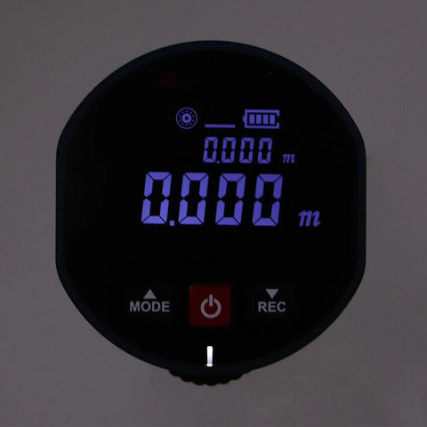 Portable Digital Distance Meter With Magnetic Back For Curved Surfaces 0 To 100 Meters Accuracy 1 Cm Plus Data Storage For 10 Sets, front display