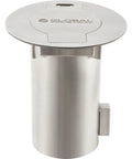Heavy Duty Removable Round Bollard Featuring Slick Flush Mount Sleeve Base, stainless steel finish, secure padlock fitting.