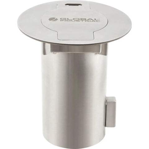 Heavy Duty Removable Round Bollard Featuring Slick Flush Mount Sleeve Base, stainless steel finish, secure padlock fitting.