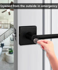 5 Pack Aged Matte Black Bed And Bath Door Lever Set With Privacy Lock And Interior Thumbturn, Emergency Coin Release