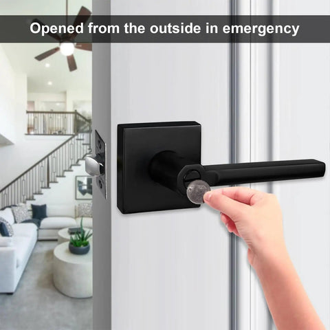 5 Pack Aged Matte Black Bed And Bath Door Lever Set With Privacy Lock And Interior Thumbturn, Emergency Coin Release