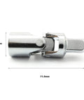 Heavy Duty Universal Joint Set With Flexible Ratchet Extension Bars In Quarter Inch Three Eighth And Half Inch Drive Chrome Vanadium Steel close-up of joint socket
