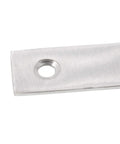 Top Shelf Heavy Duty Stainless Steel L Shape Corner Brace Brackets close up of plate showing hole for fastening.
