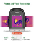Thermal Imaging Camera With Laser Pointer And IntellFault Scene Detection for fast scans showing display and photo recording features.
