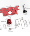Top Tier 2 In 1 Shelf Pin And Cabinet Hinge Jig Kit Crafted From Solid Aluminum With Four Hardened Steel Drill Bits for precise hole placement.