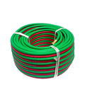 Oxygen Acetylene Twin Line Hose One Quarter Inch ID, 50 Foot Heavy Duty Rubber Torch Hose For Cutting Torches, Suitable For Indoor And Outdoor Use, 300 PSI coiled on white background