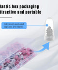 60 Piece Screw In Tire Repair Plugs Kit with Box, showcasing individual rubber plugs in portable plastic packaging.