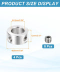 Stainless Steel Shaft Collar Set Of 4 With 15mm ID, 25mm OD, 12mm Thick Double Hole Bore For Gearbox Assemblies